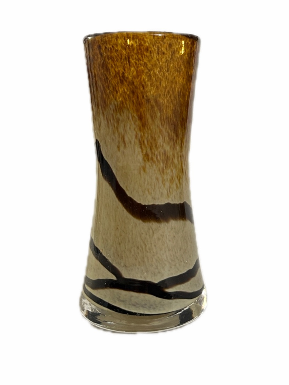 Vintage Gorgeous Brown Hand Blown Poland MCM Glass Vase 6”